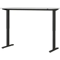 bümö Andratx elektrisch höhenverstellbarer Schreibtisch 160x80 cm in Lichtgrau, Gestell: Schwarz - Schreibtisch höhenverstellbar elektrisch,