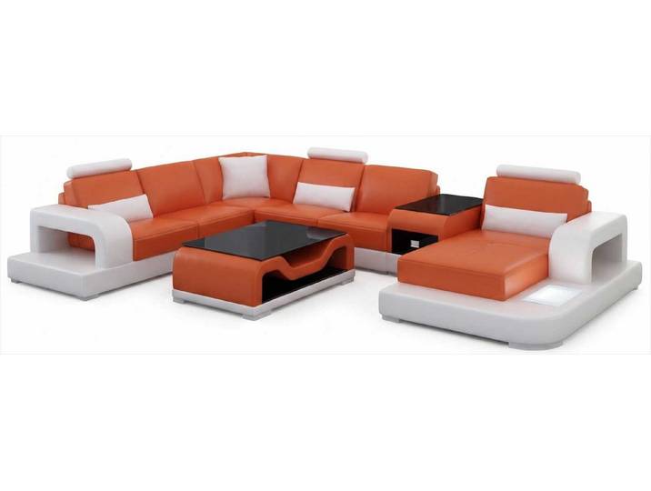 JVmoebel Wohnlandschaft Moderne Ecksofa Garnitur Orange mit Couchtisch und Stilvolle Design, 2 Teile, Special features