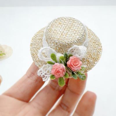 Fashion Sheath Miniature Hand Woven Straw Hat For Dollhouse Decor And DIY Crafts a