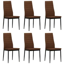 Décoshop26 - Set mit 6 modernen Küchen-/Esszimmerstühlen in braunem Stoff CDS022624