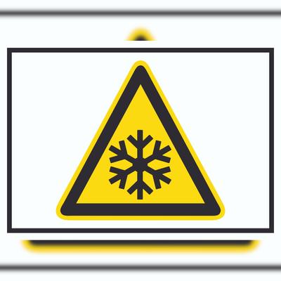 HB-Druck Achtung Kälte Symbol A5 Rückseite selbstklebend Schild