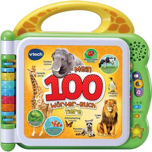 vtech Spielbuch 609544, Mein 100-Wörter-Buch Tiere, 2-5 Jahre, interaktives Lernen Deutsch & Englisch