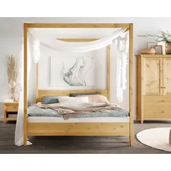 Massivholz »Solvita« Himmelbett laugenfarbig 160x200 cm