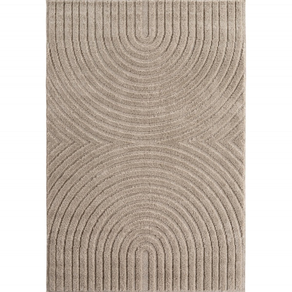 Art Vloerkleed Japandi Boogpatroon Modern Laagpolig Beige/Bruin 140 x 200 cm
