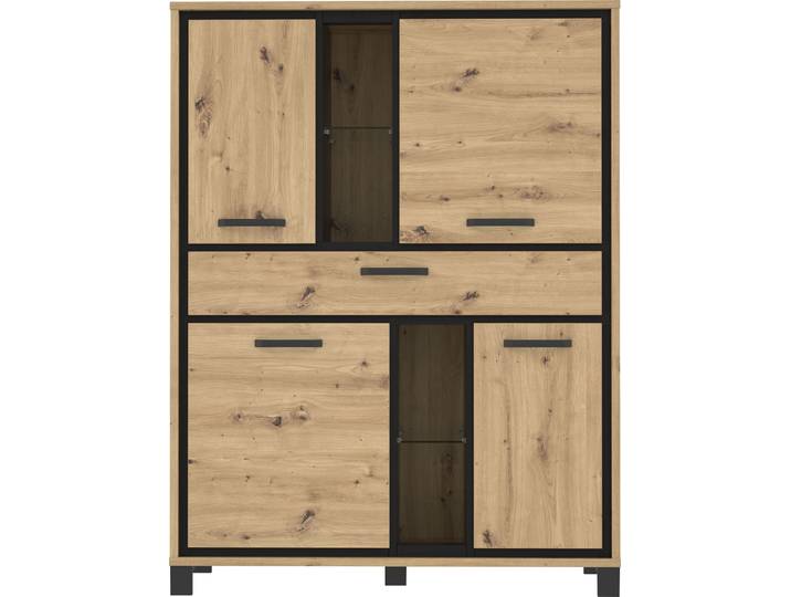 Highboard FORTE Trondheim , schwarz (artisan eiche, schwarz eiche), B:120,4cm H:161cm T:41,5cm, Sideboards, Highboard, Höhe 161 cm