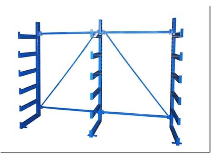 Anbauregal für RLW-Kragarmregal, Einseitig, 1 Ständer mit 6 Armen, 1.200 kg pro Ständer, Blau, Wandmontage (einseitig, 1, Anbauregal) Länge = 135 cm