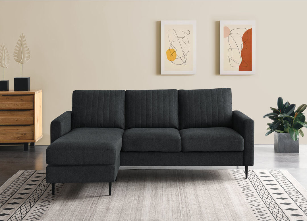 17 Stories Mazlyn Corner Sofa Dark Grey 87cm H X 210cm W X 151cm D