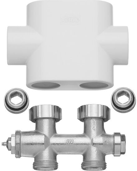 Kermi Ventilhahnblock, E-e Eckform, Blende Edelstahl, 1 Stück/VPM, ZV00410003 ZV00410003