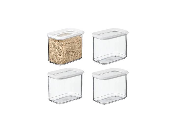 Mepal Vorratsdosen Modula weiß 1000 ml 4er Set, Weiß, Kunststoff, Rechteckig, 9x11.4x14.4 cm, Küchenzubehör, Vorratsbehälter, Vorratsdosen