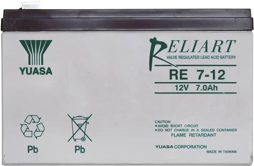 Yuasa RE7-12 RE7-12 Bleiakku 12V 7Ah Blei-Vlies (AGM) (B x H x T) 151 x 98 x 65mm Flachstecker 6.35mm Wartungsfrei