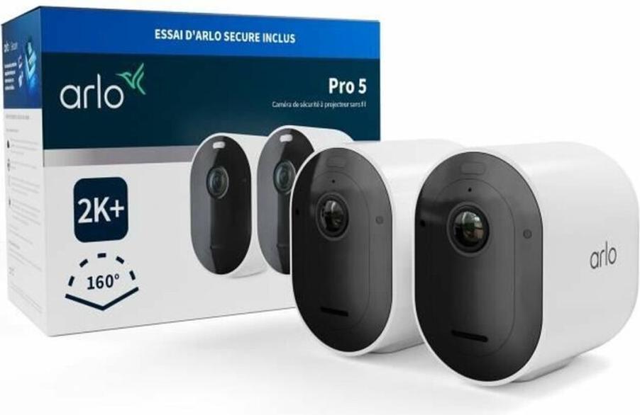 Arlo Pro 5 2K+ Überwachungskamera außen, 2er Set, IP-Sicherheitskamera, Innen & Außen, Verkabelt & Kabellos, Decke/Wand, Schwarz, Weiß, Vietnam