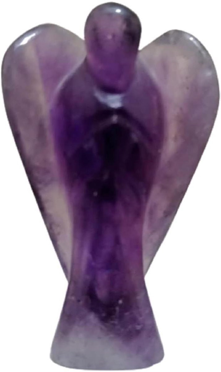 Handgesneden Amethist Engel Beeldje - Paarse Kristallen Decoratie voor Meditatie en Ontspanning - 65 cm