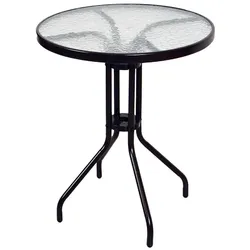 VCM Bistrotisch mit Glasplatte   Glastisch mit Schirmloch   Gartentisch   Terrassentisch   Tisch Glas   Ø 60cm