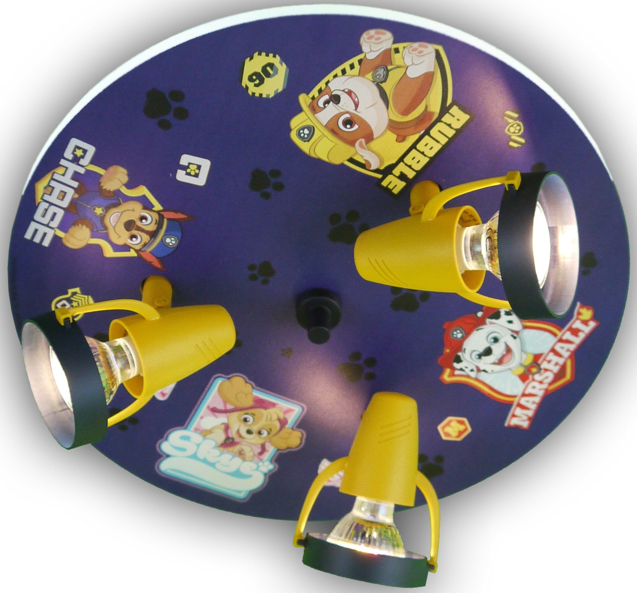 NIERMANN Deckenleuchte "Strahler Paw Patrol - Pawsitive Pups", bunt (blau, bunt), 3, Ø 35cm H: 15cm, 1 Stk., Leuchten, Kinderzimmer, Kinderlampe, Kinderlampe