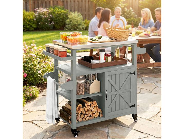 Outsunny Chariot Barbecue Acier Inox Gris 107x49,5x92,5cm