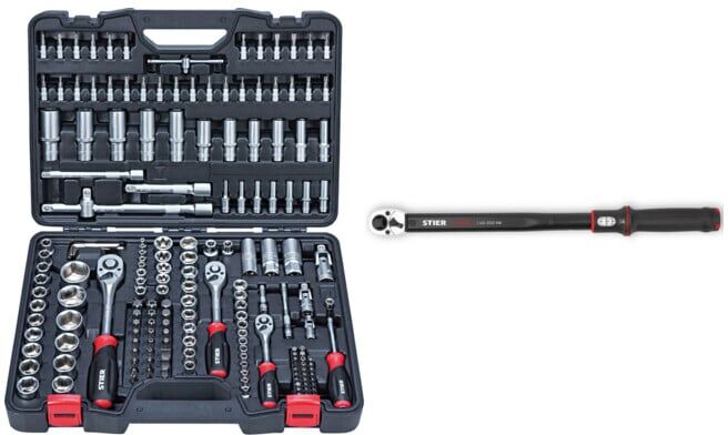 Set STIER Steckschlüssel-Satz 179-tlg + Drehmomentschlüssel Premium+