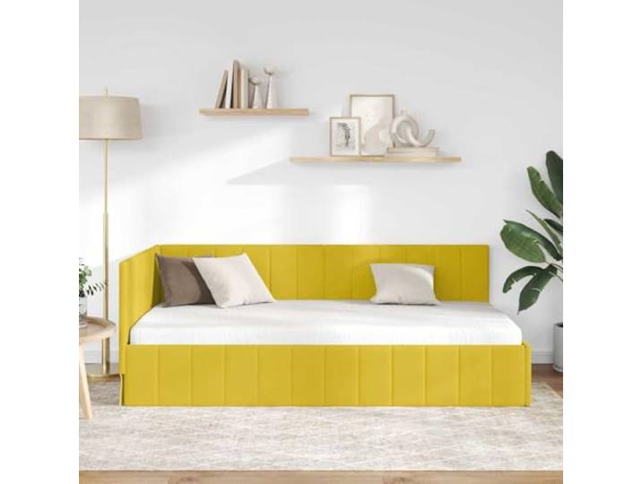 KTHLBRH Eck-Bettrahmen, Gelb, 100 x 200 cm Platzsparendes Design, Sperrholz, Holz, wendbares Kopfteil, Verwendung im Innenbereich