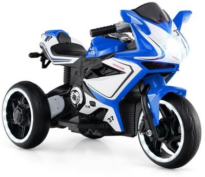 Costway Kids Ride on Motorcycle 6V Battery Powered Mini Electric Motorbike with LED Lights-Navy