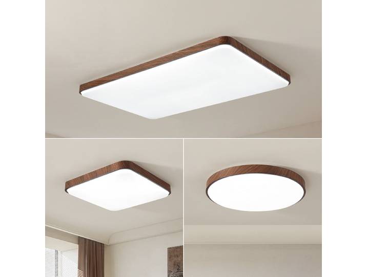 Grain de bois LED plafonnier nordique Simple rond carré plafonnier pour salon chambre étude décoration de la maison lampe d'éclairage