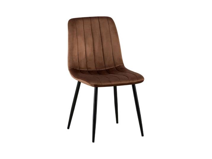 Chaise à manger tapissée en velours Marron
