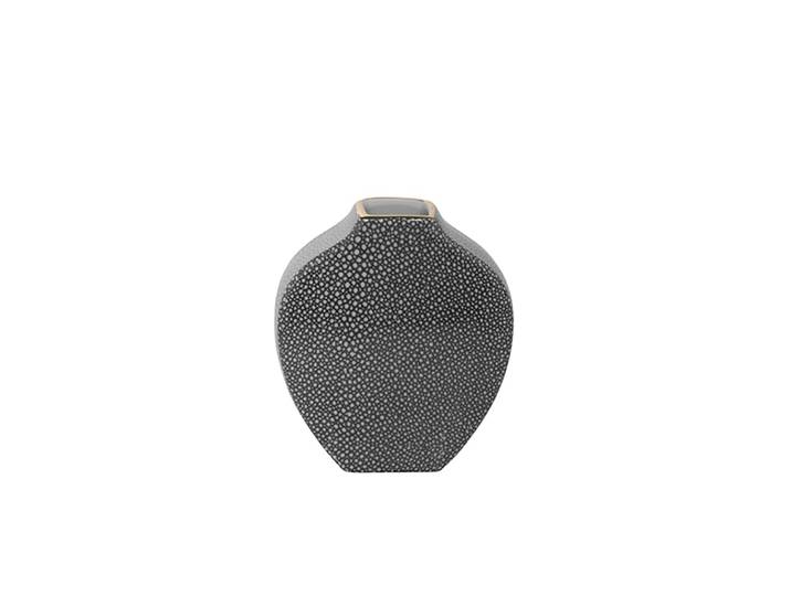 Tischvase FINK MINTA, Höhe ca. 17,5 cm, Dekovase aus Porzellan, mit goldfarbenem Rand , grau, B:15cm H:17,5cm T:6cm, Porzellan, Vasen, Tischvase, eckige schmale Öffnung, für einzelne Blumenstiele