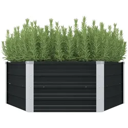 vidaXL Hochbeet Anthrazit 129 x 129 x 45 cm Verzinkter Stahl