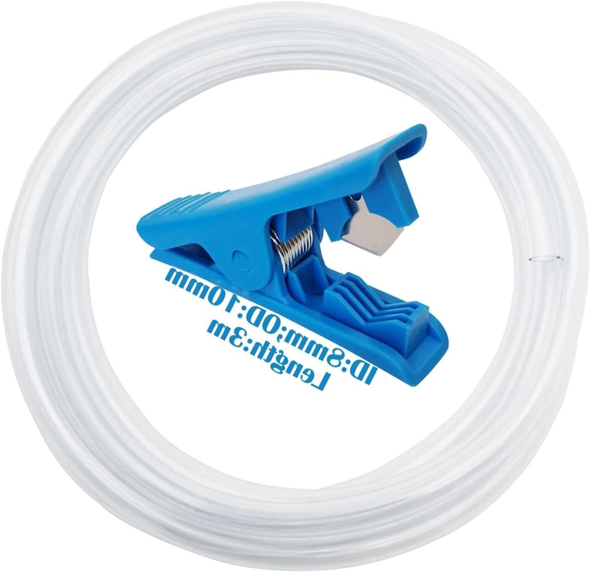 Transparante PVC-slang van 3 meter met buisensnijder (Binnendiameter: 8 mm, Buitendiameter: 10 mm)