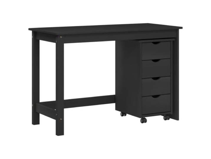 Set aus Schreibtisch und Schrank, 2-teilig, grau, Kiefernholz, mit Massives Kiefernholz, 4 Schubladen, 4 Rollen, einfache Wartung, große Lagerung, vielseitige Verwendung