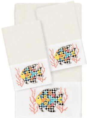 Authentic Hotel and Spa 100% Turkish Cotton FELIZ 3PC Embellished Towel Set