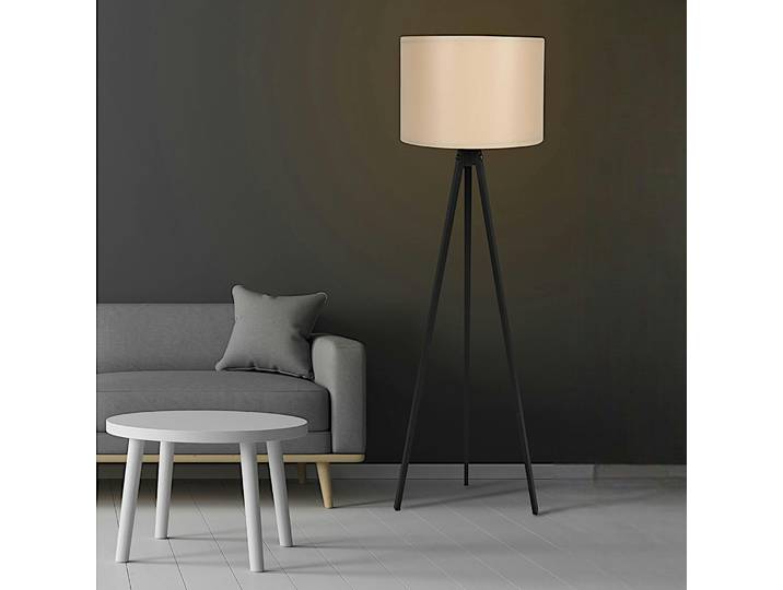 Lampadaire de salon trépied minimaliste KILIS - Beige et noir