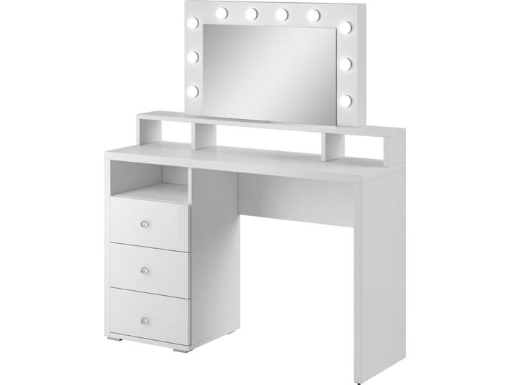 Masseno Schminktisch BREZZA Kosmetiktisch mit Spiegel und 3 Schubladen, Weiß