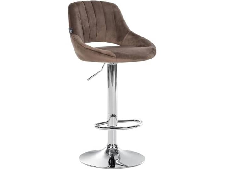 CLP Barhocker höhenverstellbar mit Lehne Milet, Barstuhl gepolstert Samtbezug, Tresenstuhl mit Metallgestell drehbar Farbe braun Gestell Farbe Chrom