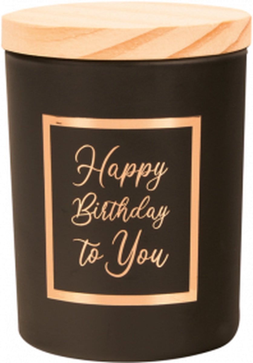 Geurkaars Happy Birthday to you - Black/Rose - In cadeauverpakking