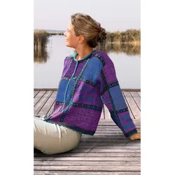 Alpaka-Strickjacke in Jacquard pflaume in Größe 40/42 von DW-Shop, Pflaume, 40/42