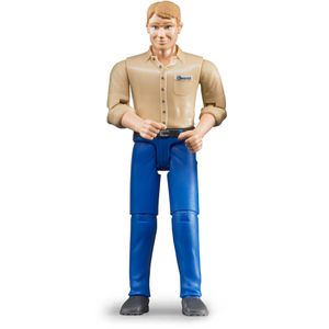 bruder Spielfigur bworld 60006, ab 4 Jahre, Mann mit hellem Hauttyp und blauer Hose, 10,7 cm