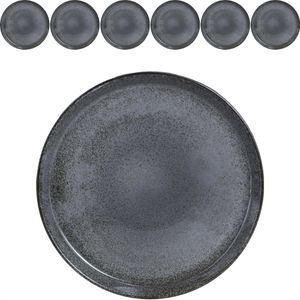 Moritz&Moritz Teller Vida, Dessertteller, Porzellan, rund, Ø 20 cm, anthrazit, 6 Stück