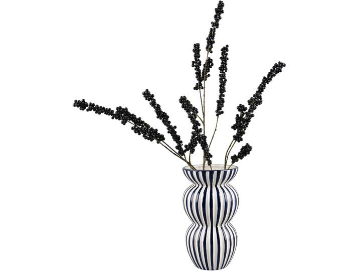 Dekovase MIRRORS AND MORE SAVANNA , blau, B:16cm H:28cm, Keramik, Vasen, Dekovase, Dekovase mit Streifen