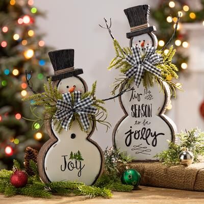 Gerson International Rustic Resin Snowman Figurine Set of 2