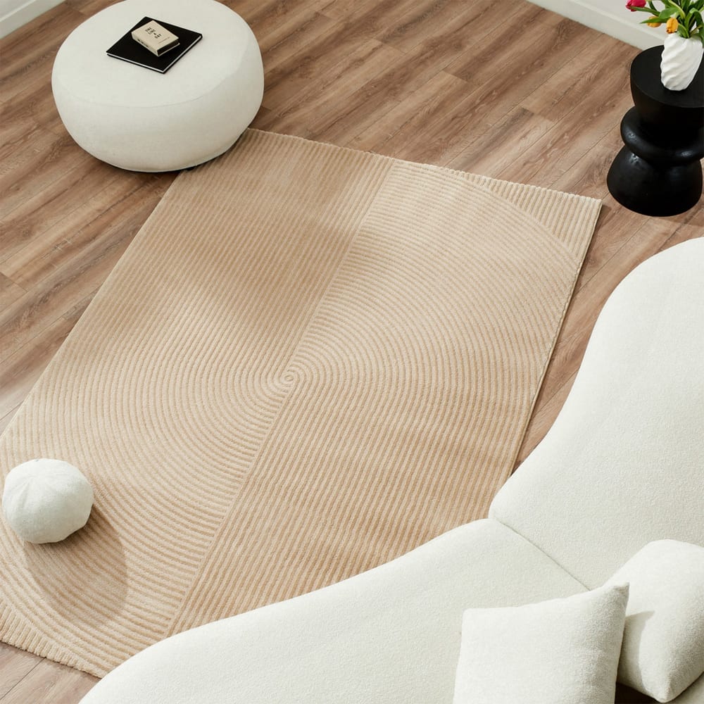 MOBILIER DECO  Tapis en tissu à motif en relief beige - 160x230 cm Beige 230x160x160cm