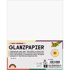 Folia Buntpapier 70100, glänzend, 35 x 50 cm, weiß, 80 g/m², ungummiert, 20 Blatt