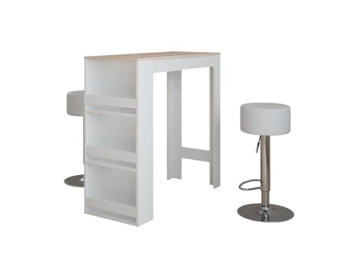 Vicco Bartisch-Set Repose , Weiß/Sonoma 45 x 110 cm mit 2 Barhockern, mit Ablagefächern zur Aufbewahrung von Küchenutensilien
