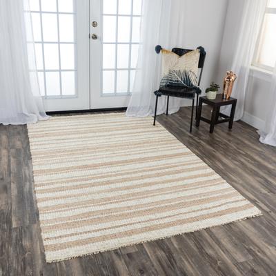Alora Decor Sun Beige and Ivory Striped Hand-woven Wool Blend Rug