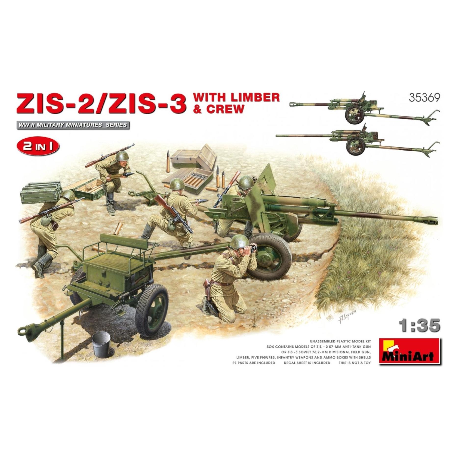 Mini art ZIS-2/ZIS-3 With LIMBER & CREW. 2 IN 1 (35369)