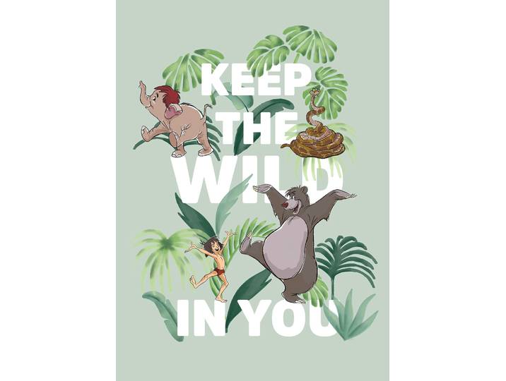 Bild KOMAR Jungle Book Keep the Wild , bunt (farbe bild(er): bunt), B:50cm H:70cm, Holz, Papier, Bilder, Bild, Wandbild zur Dekoration im Kinderzimmer - ohne Rahmen