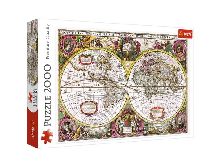 Trefl Puzzel, Kaart van de Aarde, 1630, 2000 elementen, Premium kwaliteit, voor volwassenen en kinderen vanaf 12 jaar