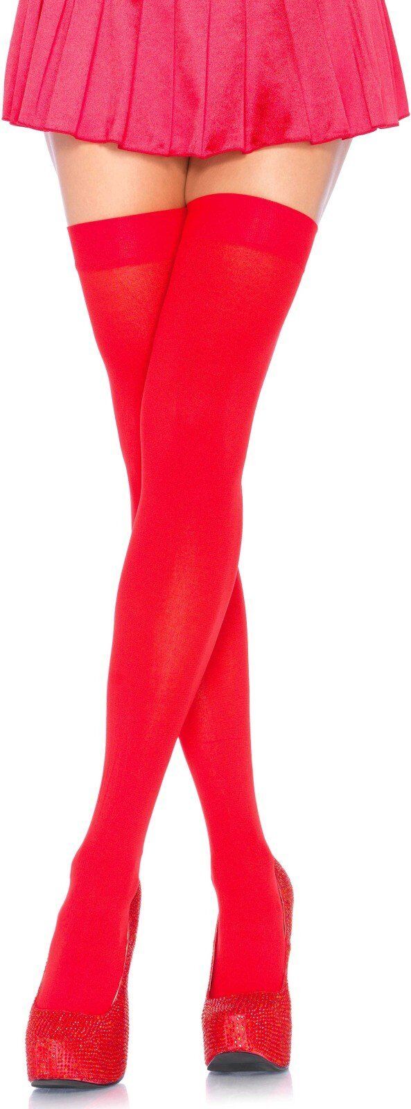 Leg Avenue Bas Classiques Opaques Rouge
