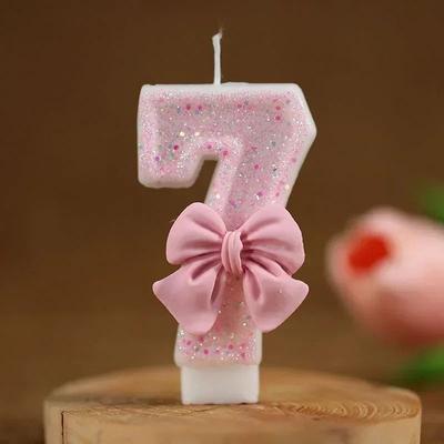 Inspired Living Pink Glitter Number Birthday Candle 3D Cake Topper Candle For Birthday Cakes 0 To 9 7
