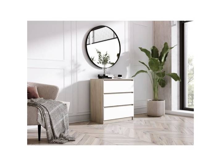 Commode chambre chambre - - CHÊNE SONOMA-BLANC - Moderne - Tiroir(s) - Adulte