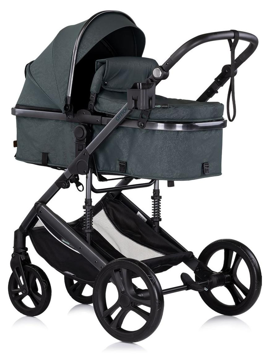 Chipolino kinderwagen 2-in-1 Amore met bekerhouder, luiertas, voetenzak en mand, turquoise
