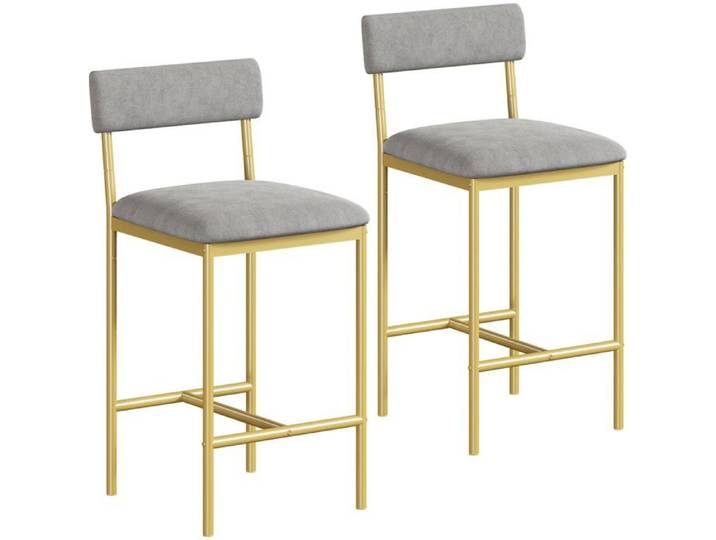 Tabourets de bar tabourets de bar de cuisine avec repose-pieds et dos 2 tabourets de bar de hauteur de comptoir Doré
